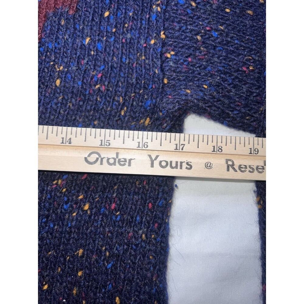 Geometric Rainbow Speckled Navy Blue Wool Sweater - Picture 9 of 15